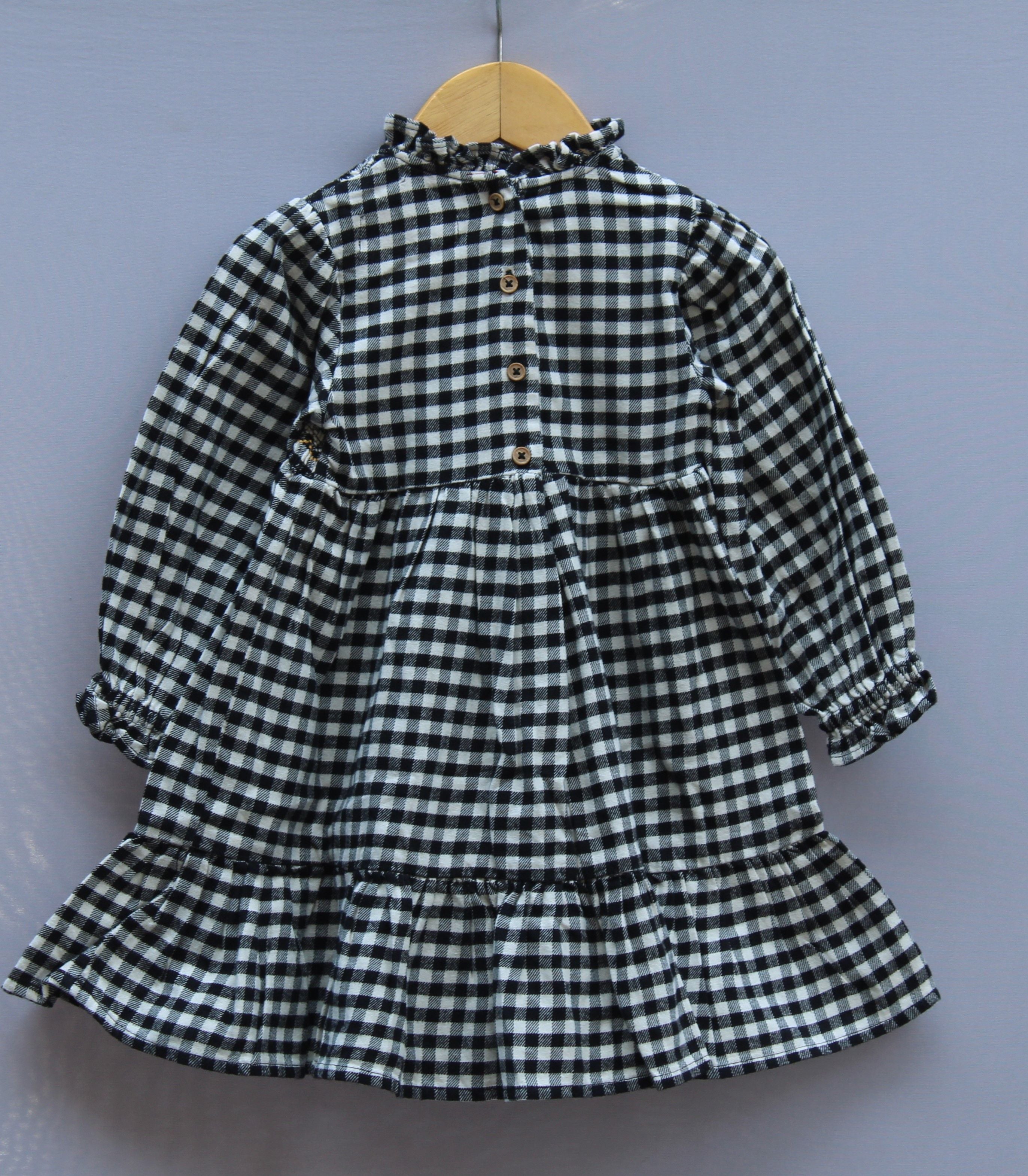 ​Black & White Checkered Cotton Frock