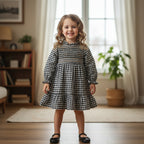 ​Black & White Checkered Cotton Frock