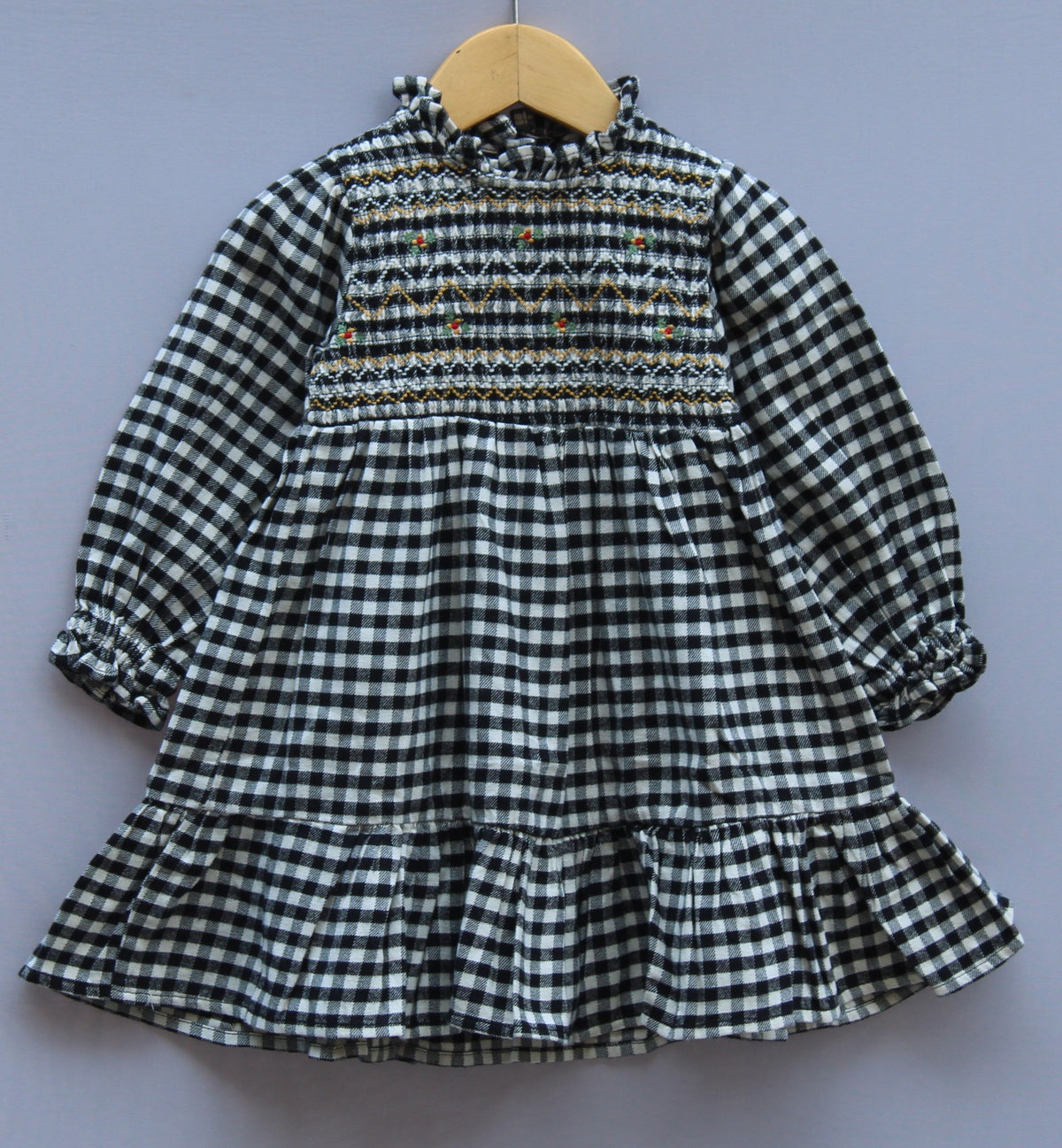 ​Black & White Checkered Cotton Frock