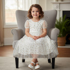 ​White & Gold Layered Net Party Frock