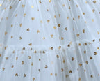 ​White & Gold Layered Net Party Frock