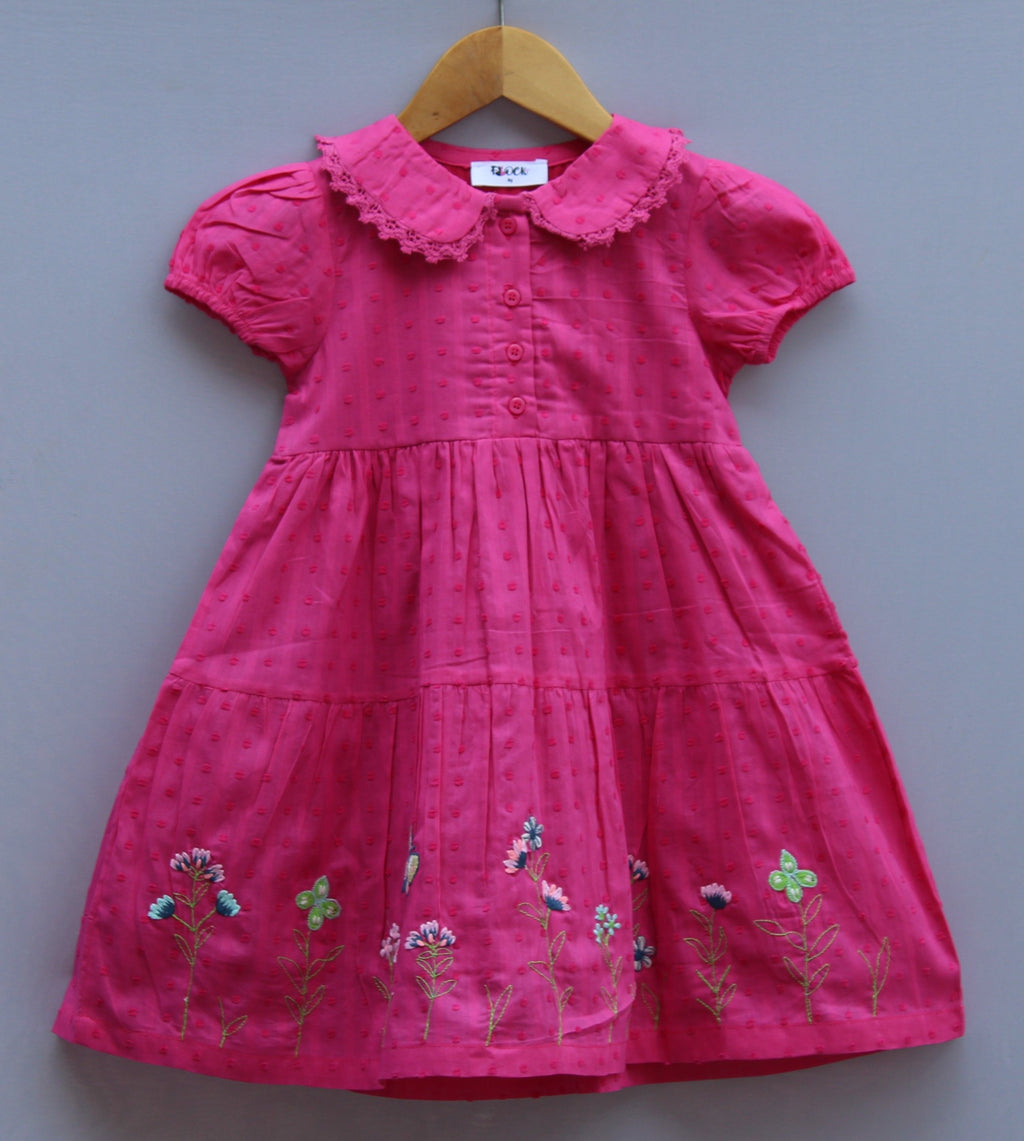 Embroidered Floral Hem & Peter Pan Collar.