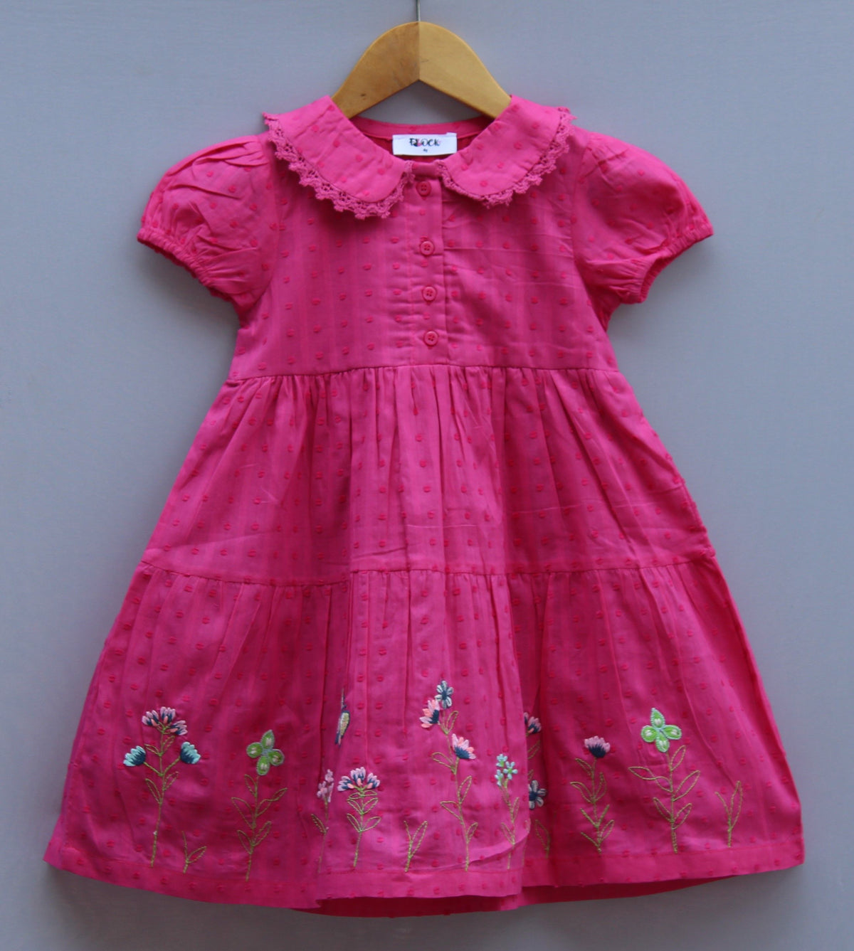 Embroidered Floral Hem & Peter Pan Collar.