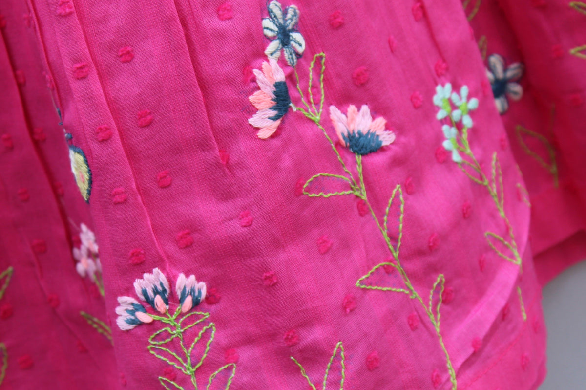Embroidered Floral Hem & Peter Pan Collar.