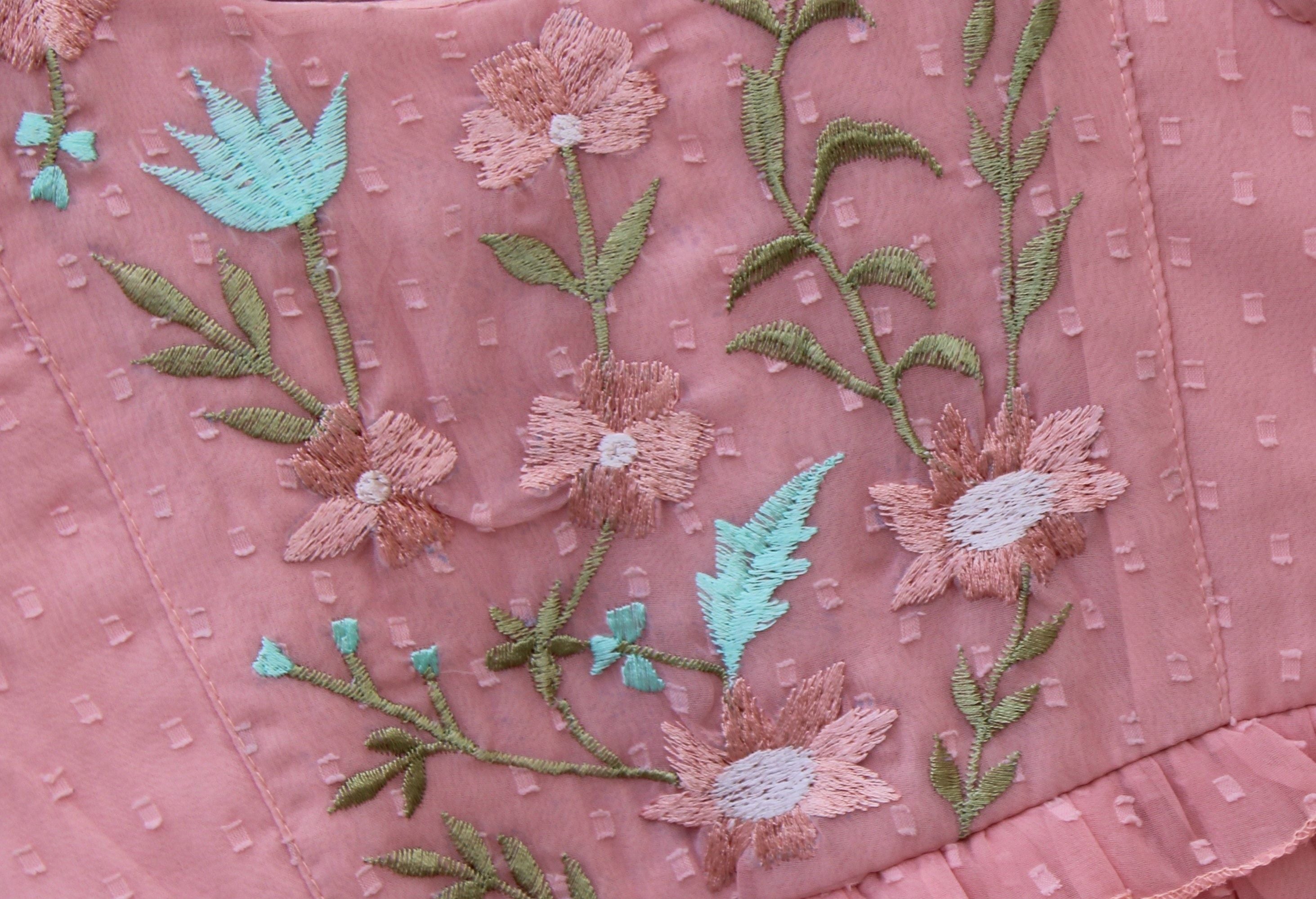 ​Peach Embroidered Net Party Frock for Baby Girls