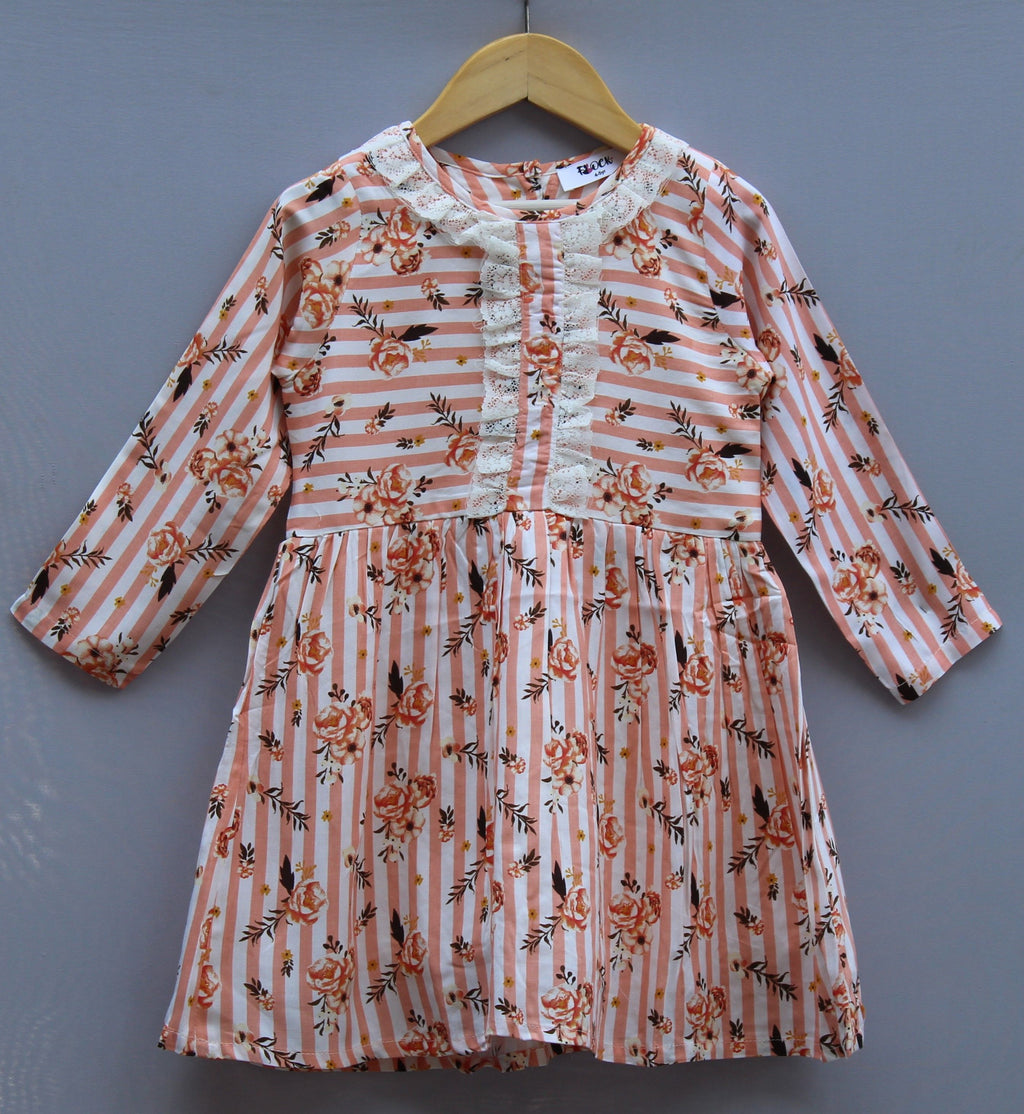 peach floral striped Ryon frock
