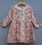 peach floral striped Ryon frock