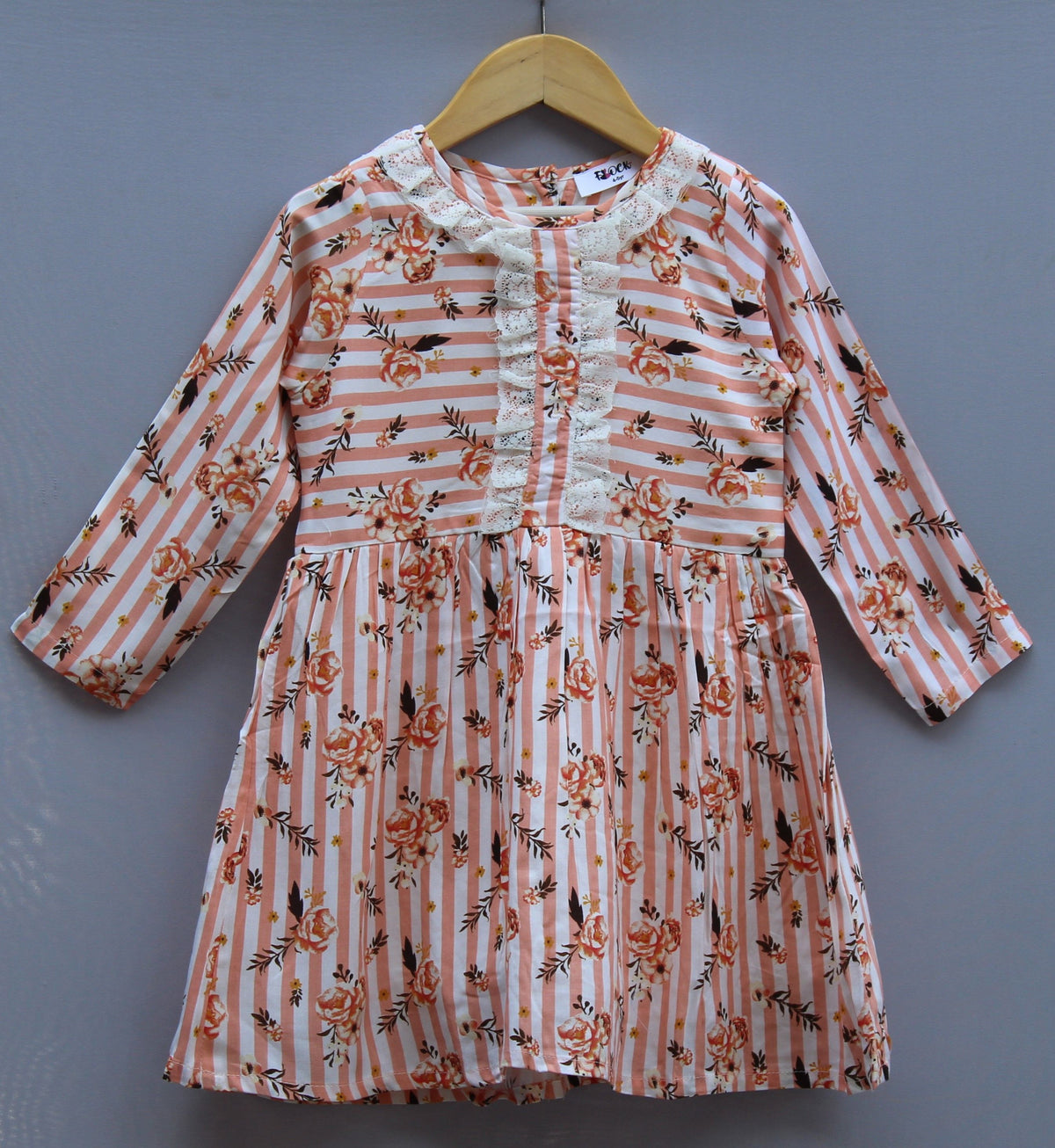 peach floral striped Ryon frock