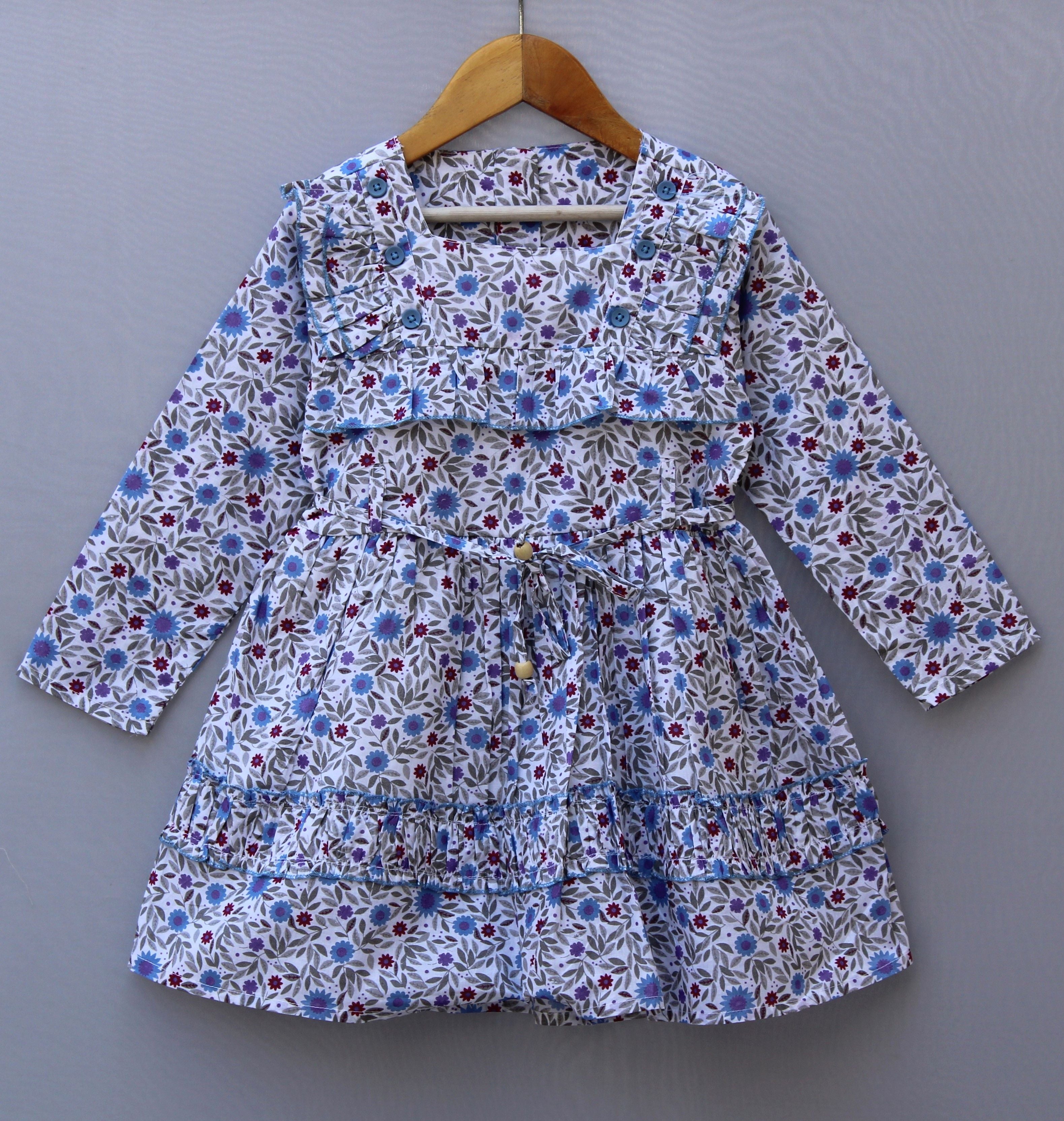 Full-Sleeve Floral Cotton Frock