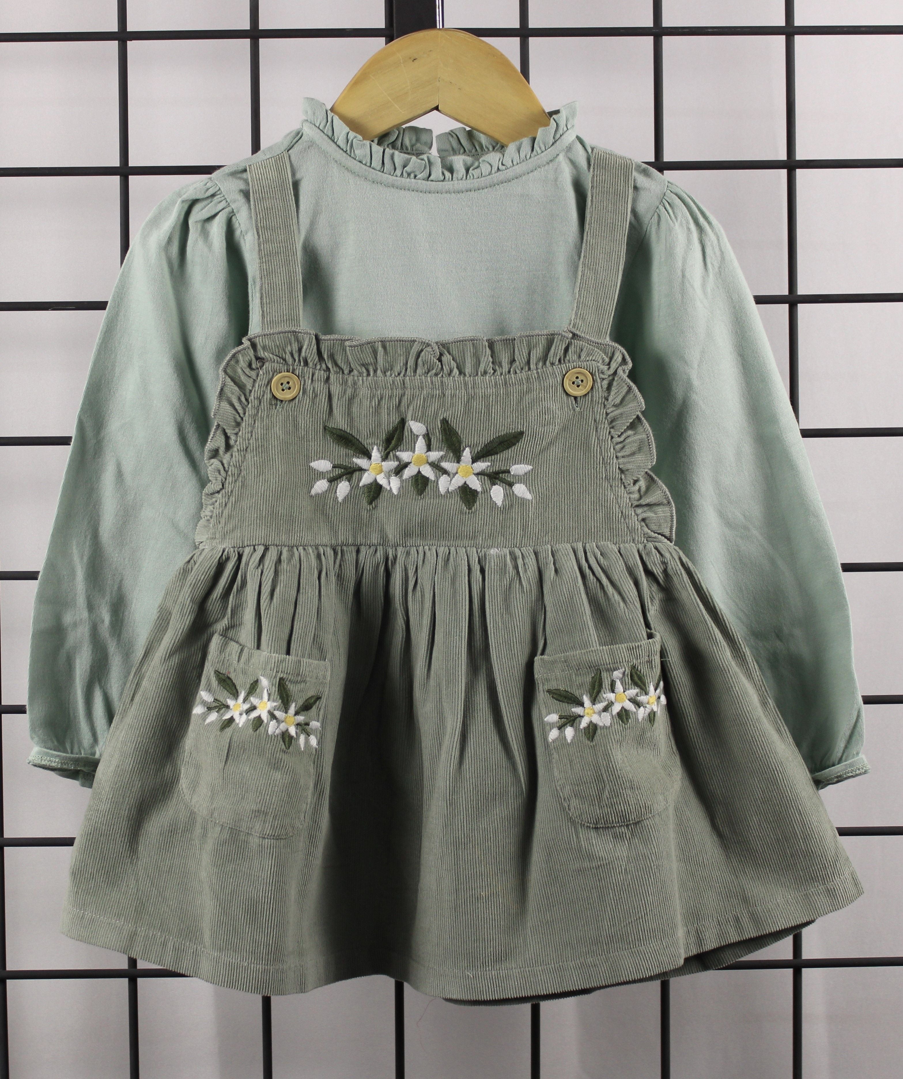 Light Winter Corduroy Dungaree Dress