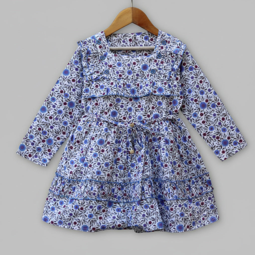 Full-Sleeve Floral Cotton Frock