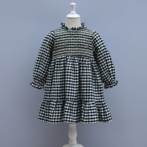 ​Black & White Checkered Cotton Frock