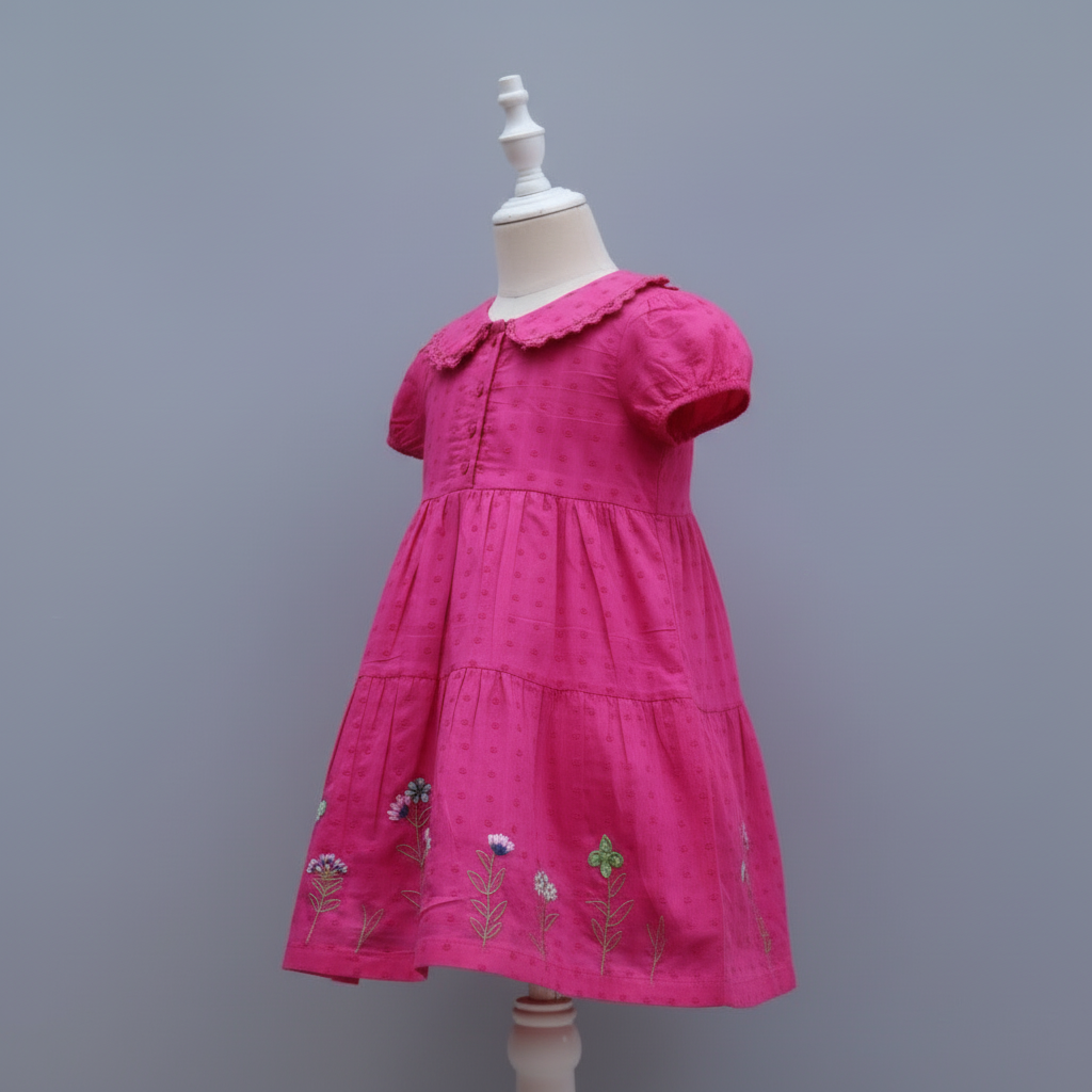 Embroidered Floral Hem & Peter Pan Collar.