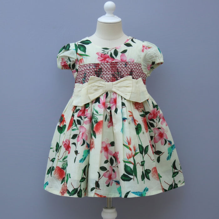 Floral Cotton Frock with Bow Detail