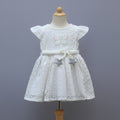 White cream Lace Party Wear Frock for Girls | Elegant Butterfly & Star Design