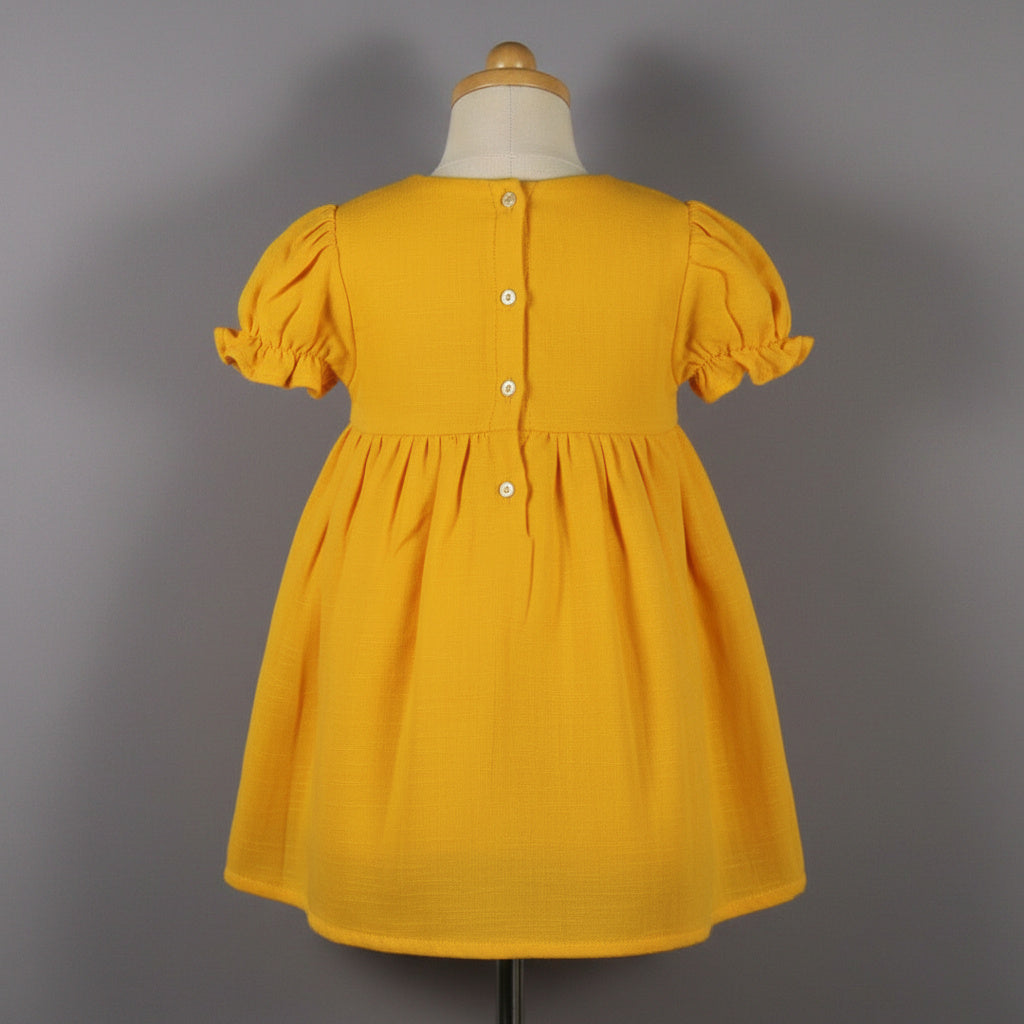 ​Mustard Yellow Embroidered  Frock