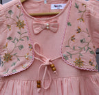Pure linen Cotton Frock with attached Embroidered Jacket