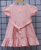 Pure linen Cotton Frock with attached Embroidered Jacket