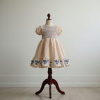 Cream Embroidered Cotton Frock