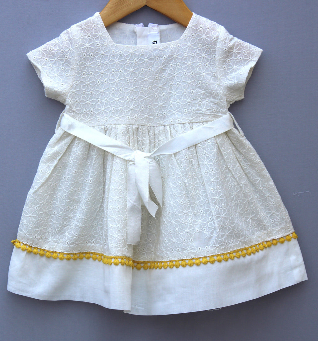 White Cotton Embroidered Frocks