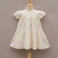 Girls’ Cream Embroidered Cotton Frock
