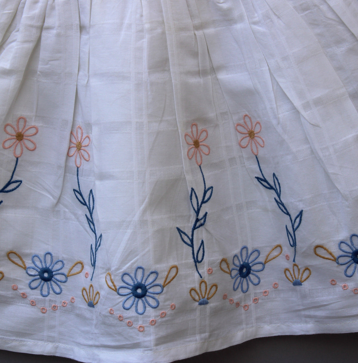 Pure Cotton Baby Girl White Embroidered Frock