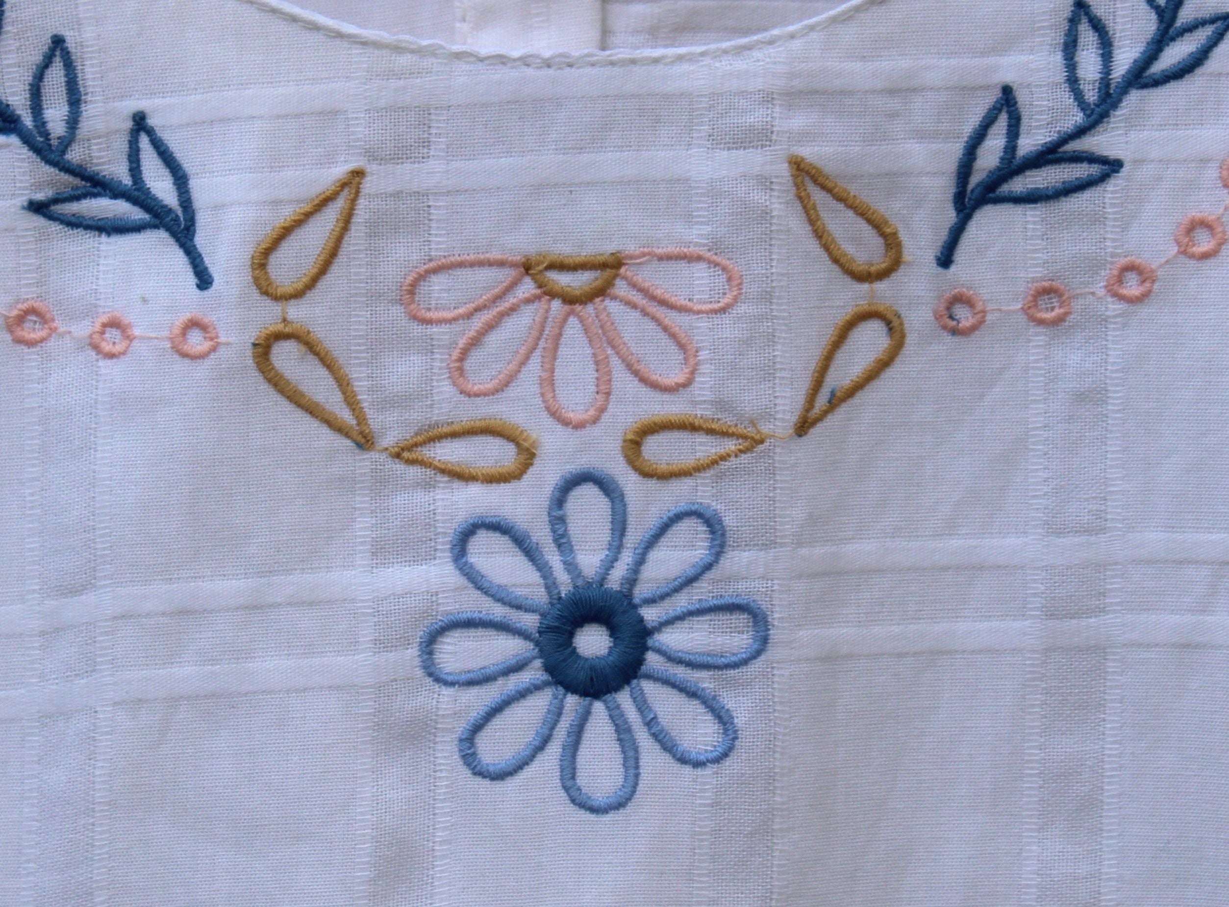Pure Cotton Baby Girl White Embroidered Frock