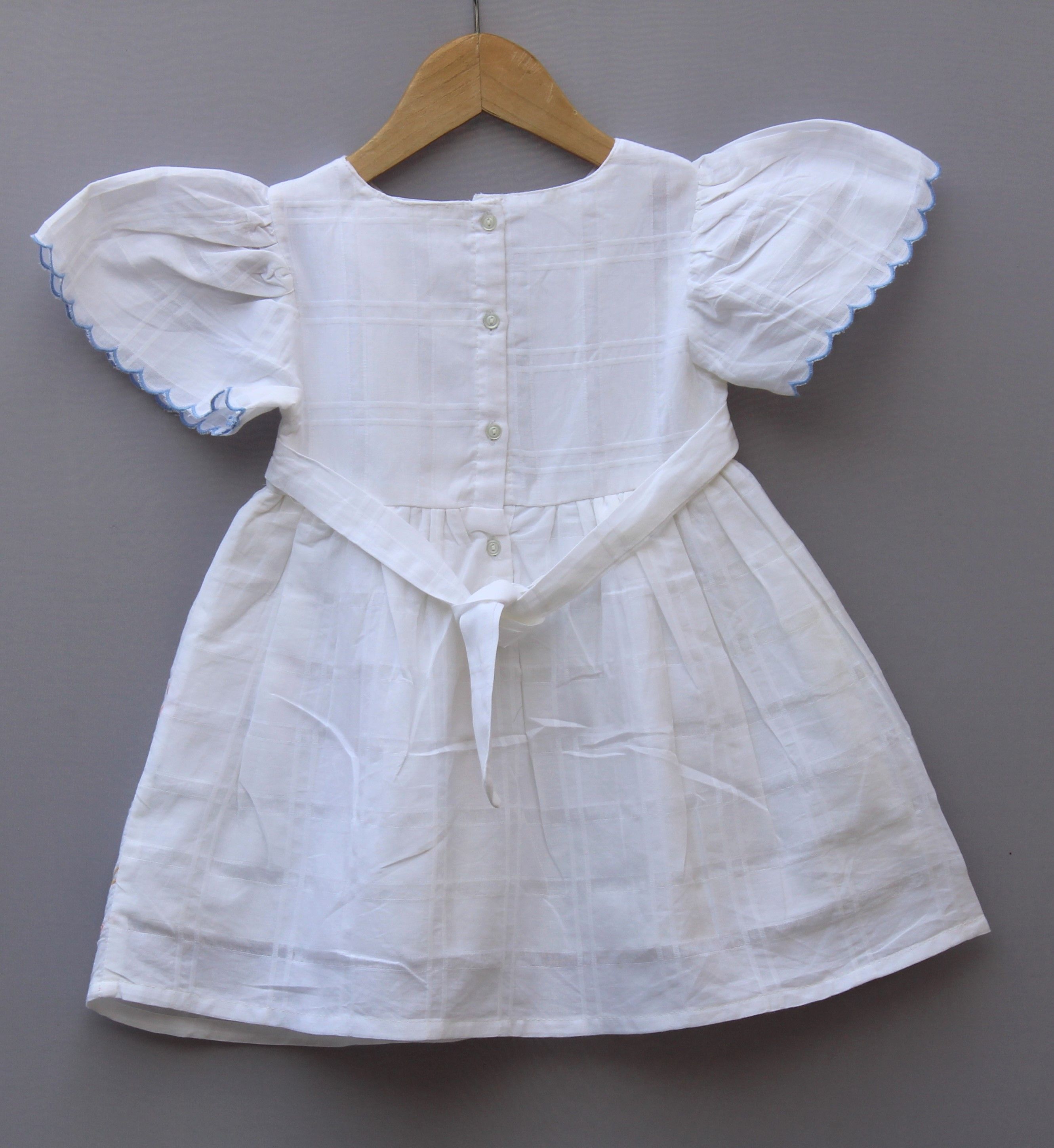 Pure Cotton Baby Girl White Embroidered Frock