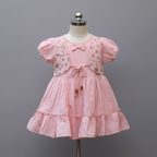 Pure linen Cotton Frock with attached Embroidered Jacket