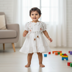 Embroidered below knee Frock with Jacket