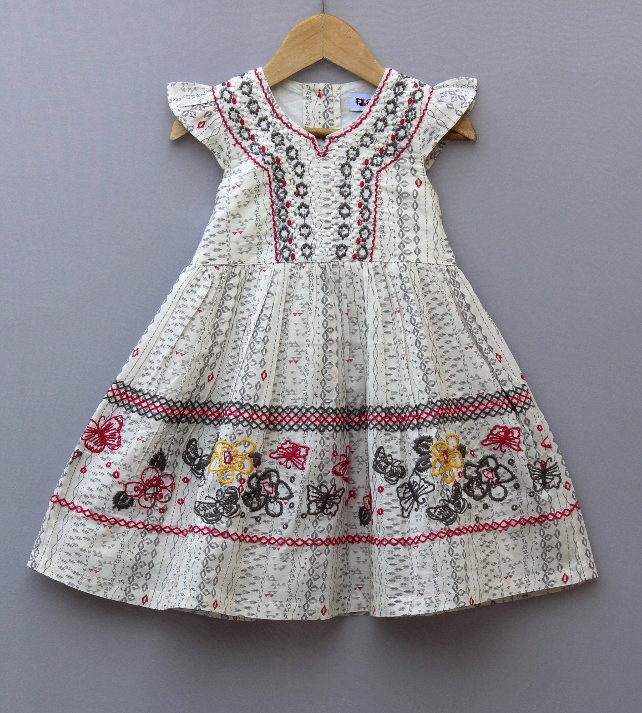 Pure Cotton Baby Girl Embroidered Frock | Soft & Stylish Kids Dress