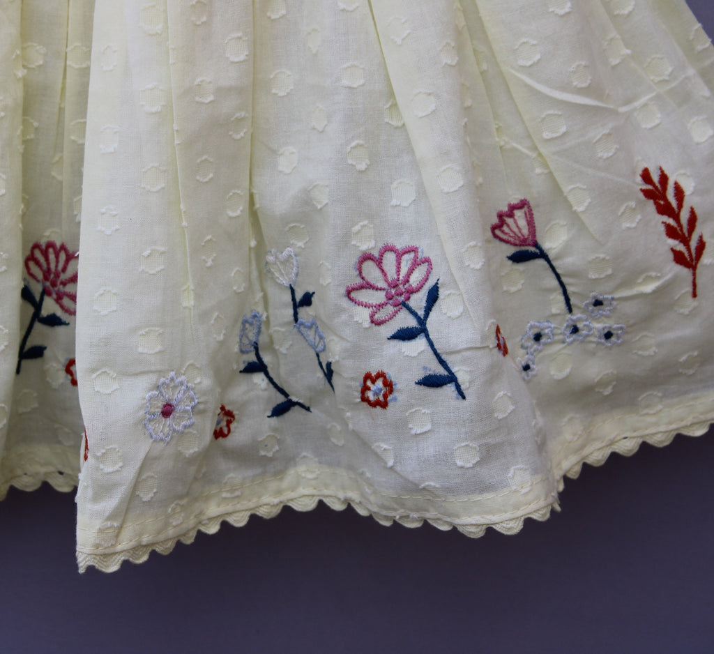 Pure Cotton  Yellow Embroidered Frock