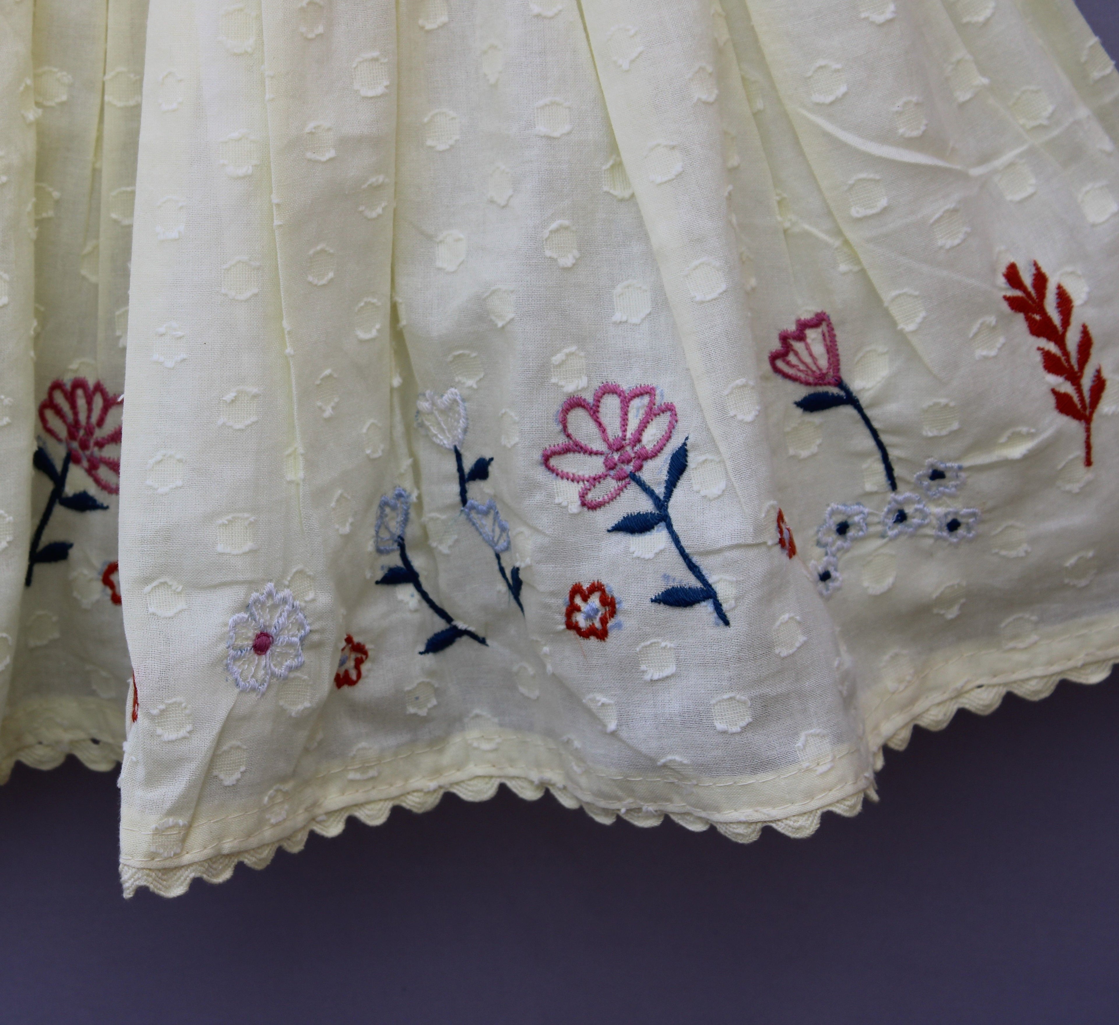 Pure Cotton  Yellow Embroidered Frock