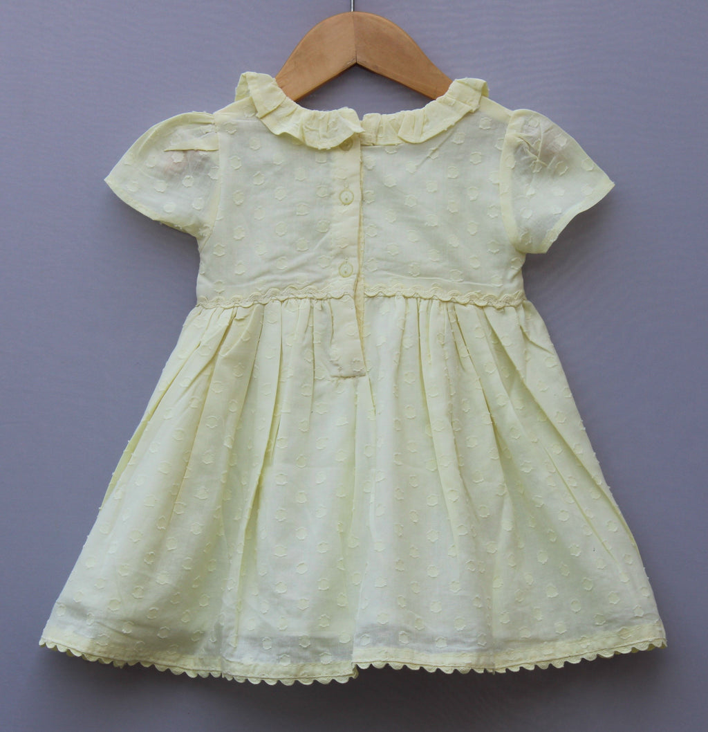 Pure Cotton  Yellow Embroidered Frock