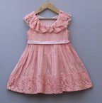 pure cotton Pink Lace Party Wear Dress