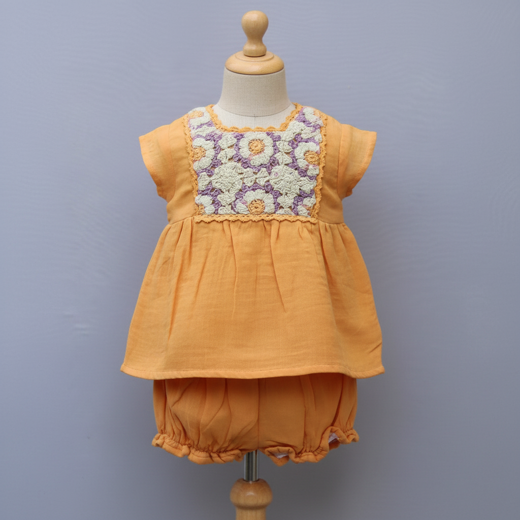 Pure Cotton Baby Girl Top & Bloomer Set