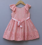 pure cotton Pink Lace Party Wear Dress