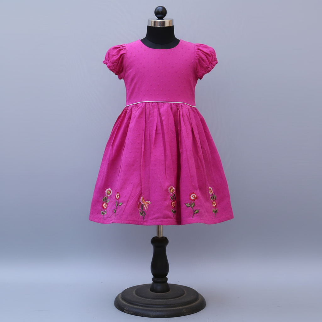 Pink Embroidered Frock | Soft & Comfortable