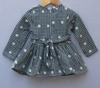 Long Sleeve Party Wear Frock with Lace Collar & Bow