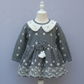 Long Sleeve Party Wear Frock with Lace Collar & Bow