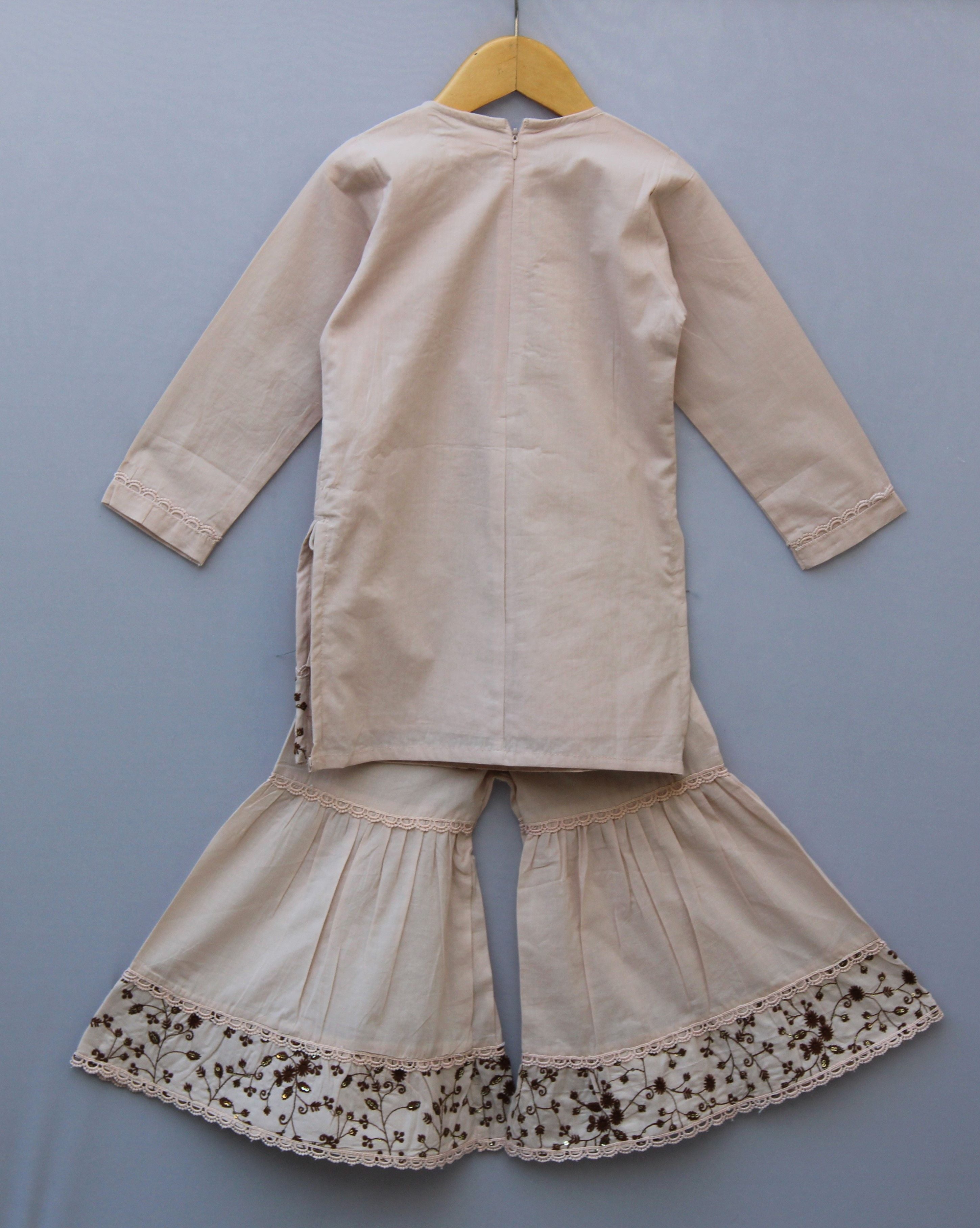 Embroidered Kurti & Sharara Set Soft & Comfortable Kids Ethnic Wear