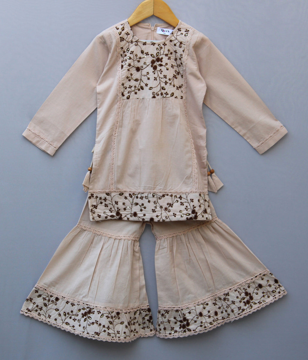 Embroidered Kurti & Sharara Set Soft & Comfortable Kids Ethnic Wear