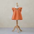 Embroidered Flutter Sleeve short design frock