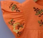 Embroidered Flutter Sleeve short design frock