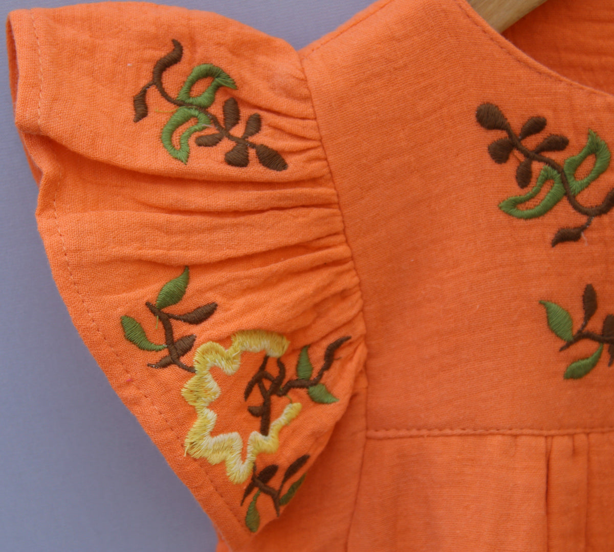 Embroidered Flutter Sleeve short design frock