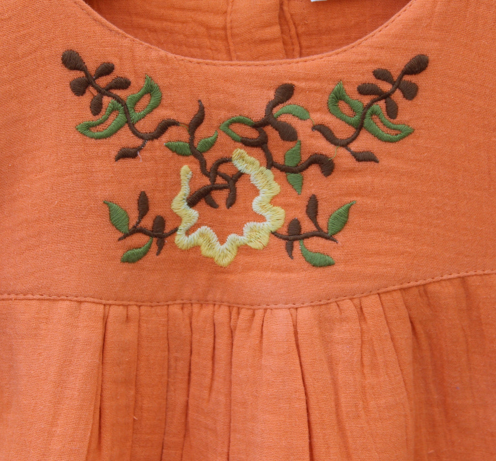 Embroidered Flutter Sleeve short design frock