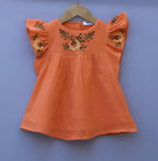 Embroidered Flutter Sleeve short design frock