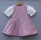Gingham Embroidered Frock with Puff Sleeves