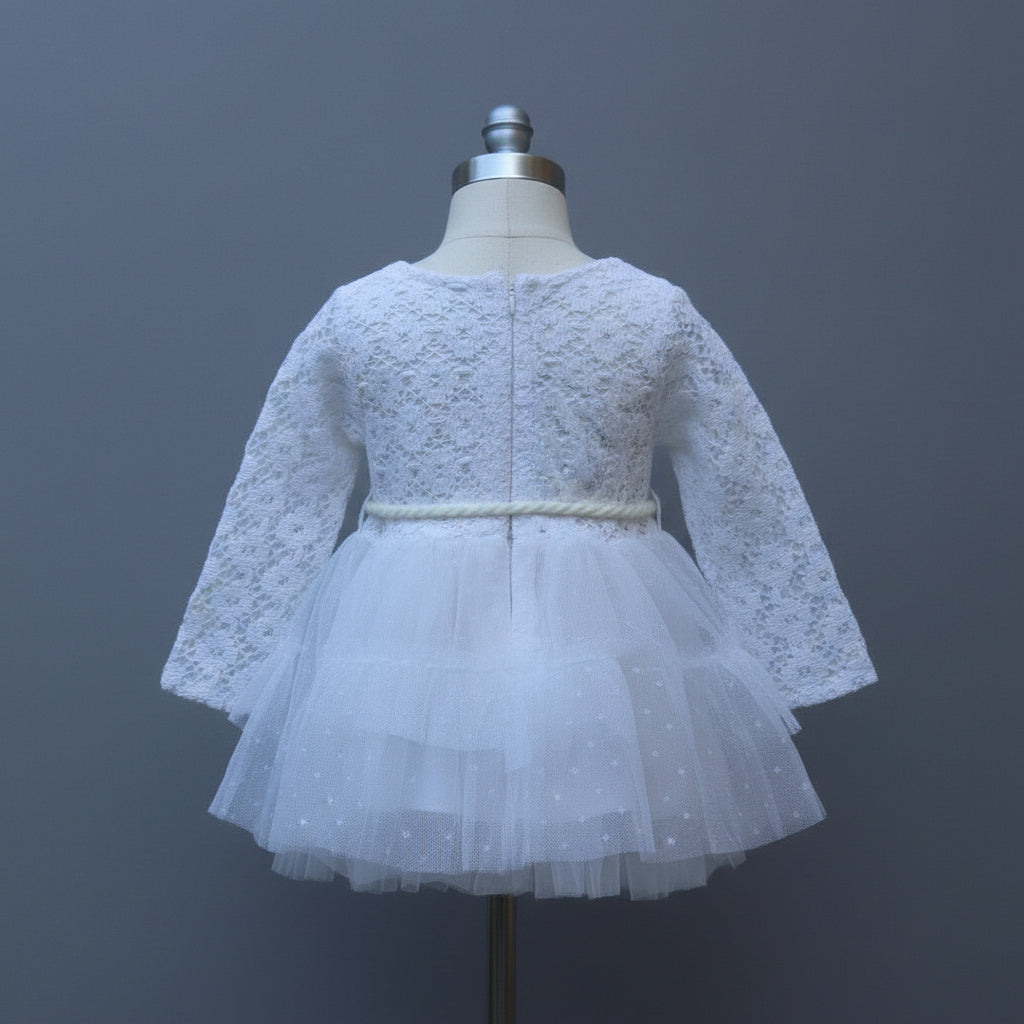 Party Wear Frock | Lace Bodice & Layered Net Dress