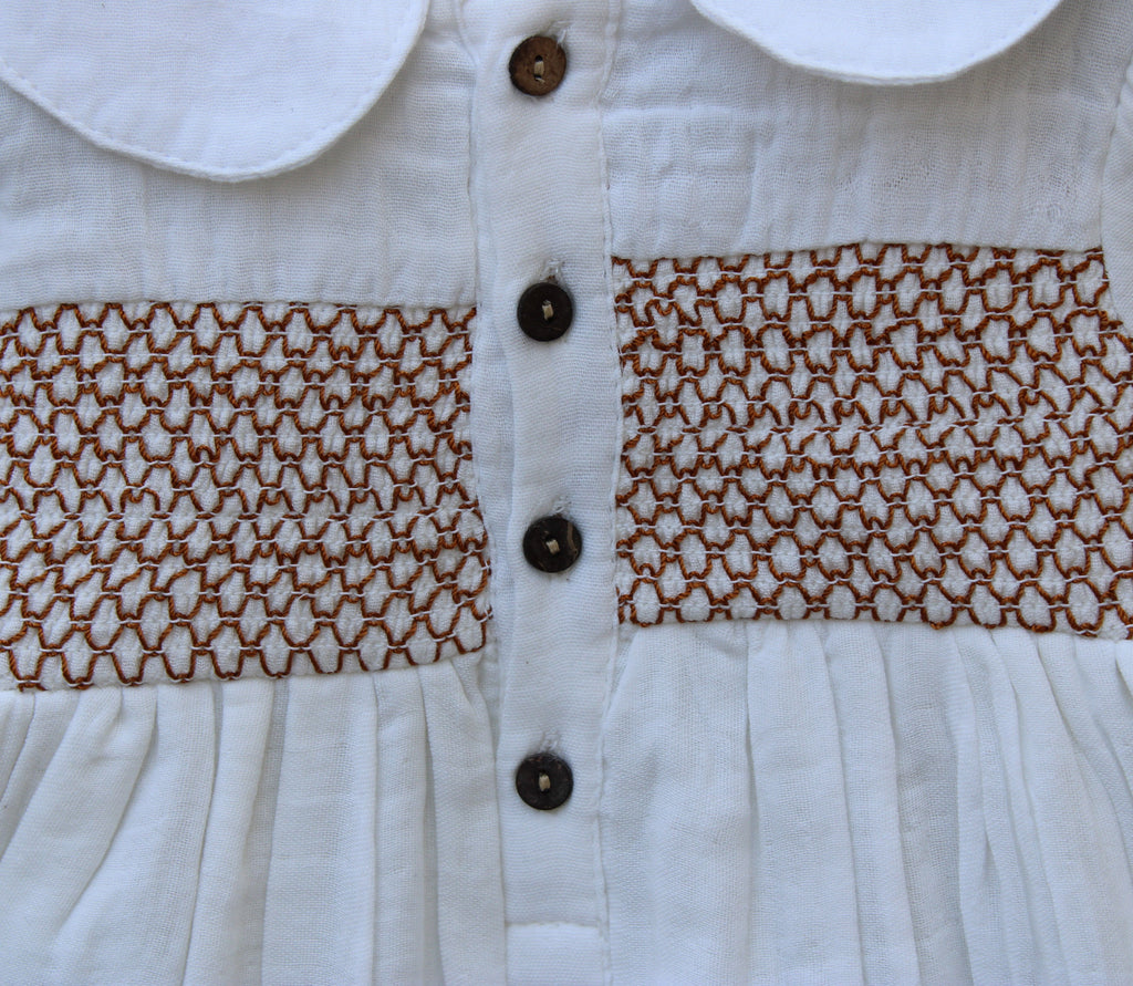 Off-White Embroidered Cotton Frock – Full Sleeve | Premium Comfort Wear